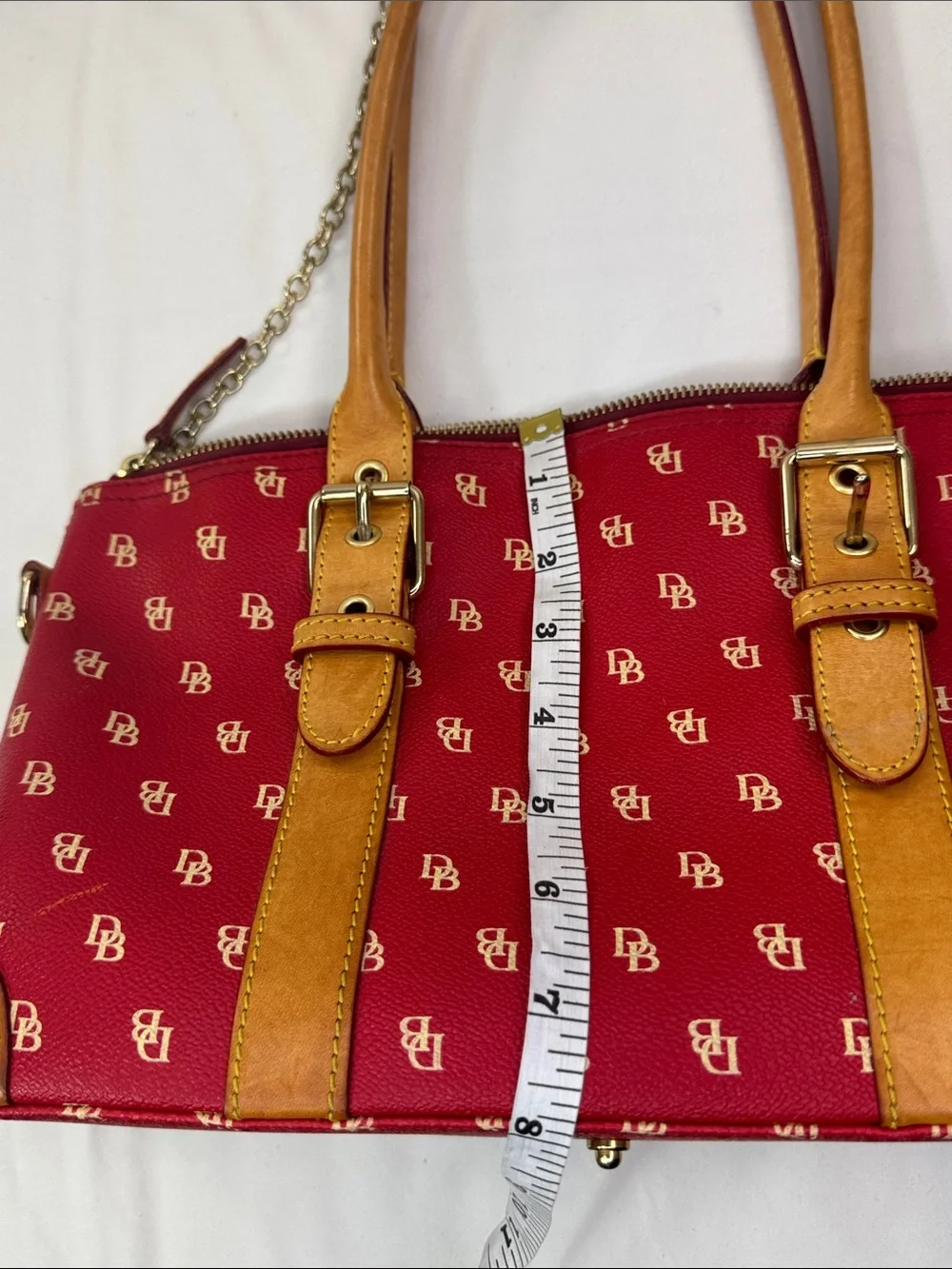 Dooney & Bourke Red Monogram Domed Satchel‎ Bag